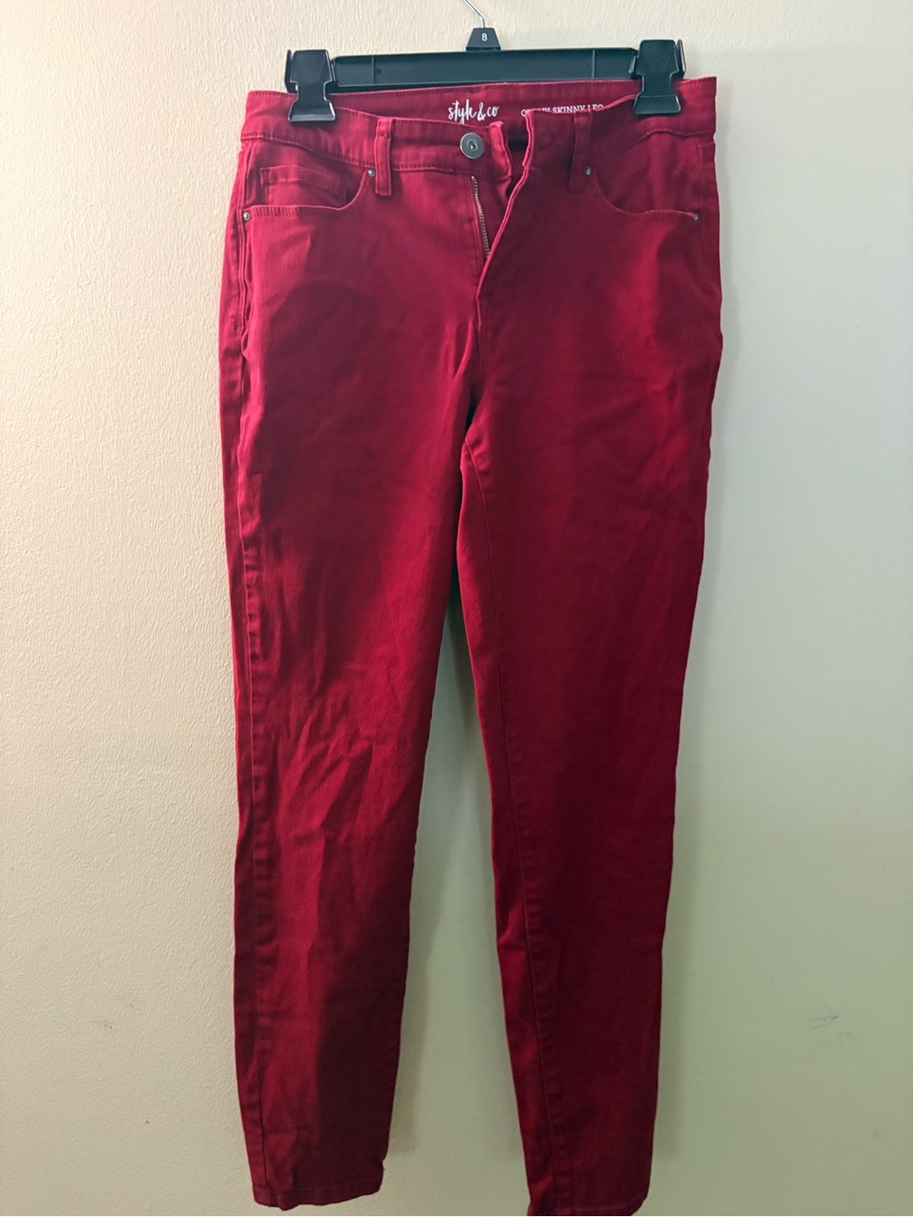 Style & Co. Women's Deep Red Skinny Jeans